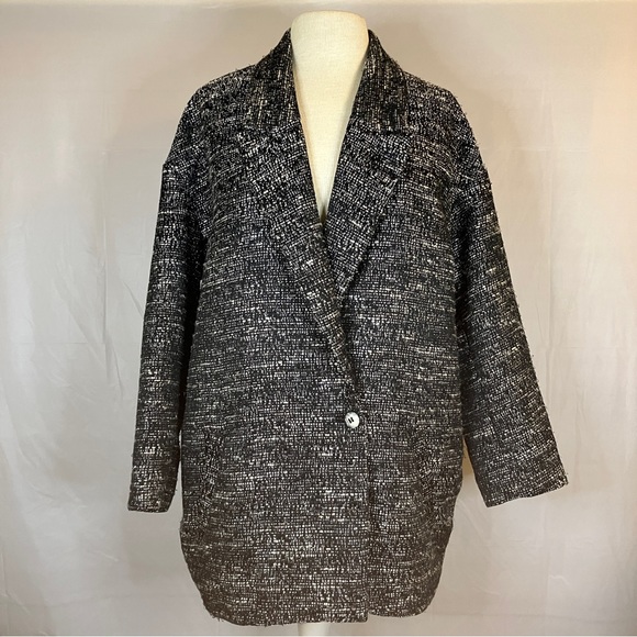 H&M Tweed Single Button Jacket Blazer Womens Size 10 - Picture 3 of 14